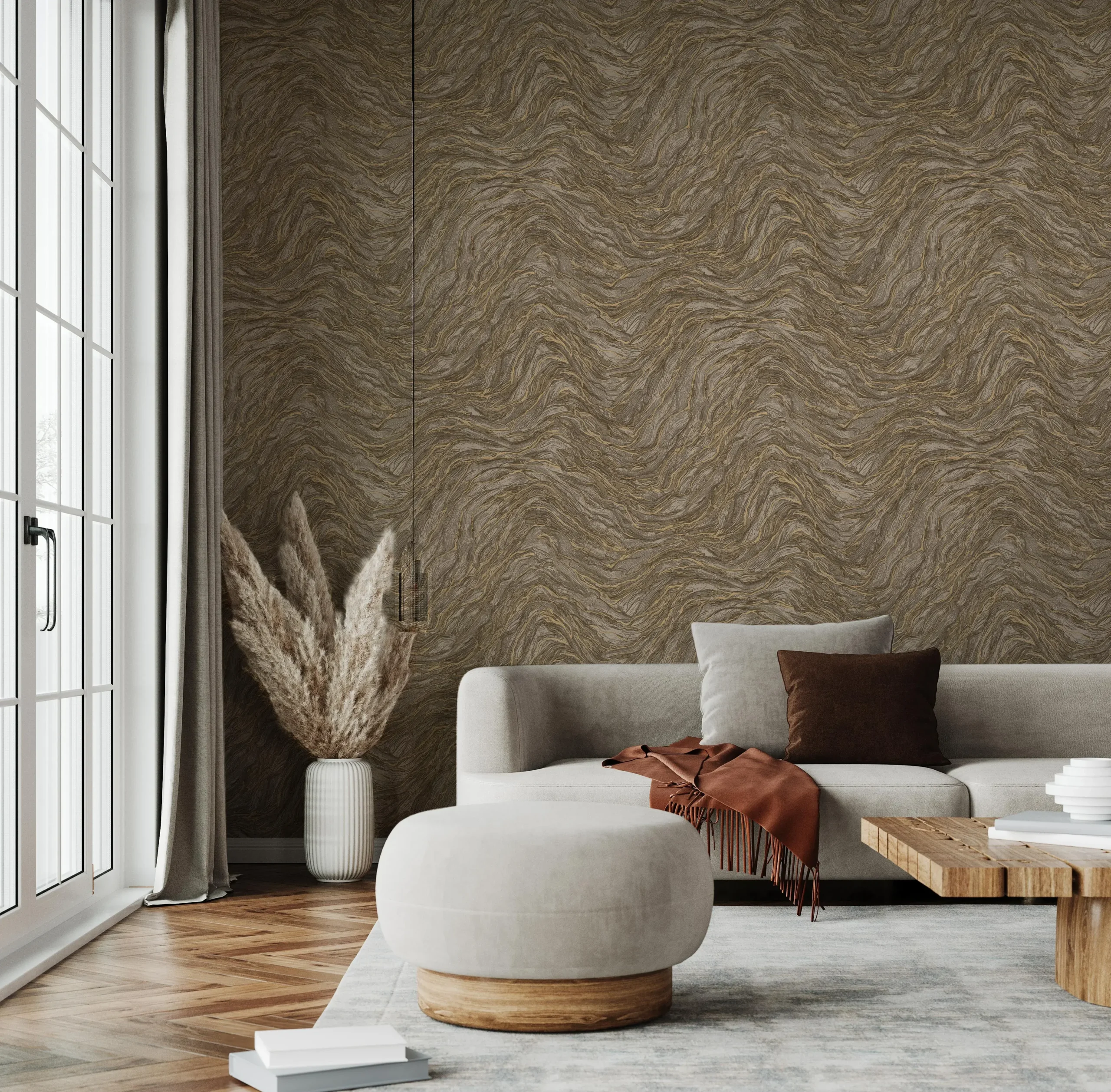 Brown Embossed Wallpaper – Neutral Glittering (24104-4)